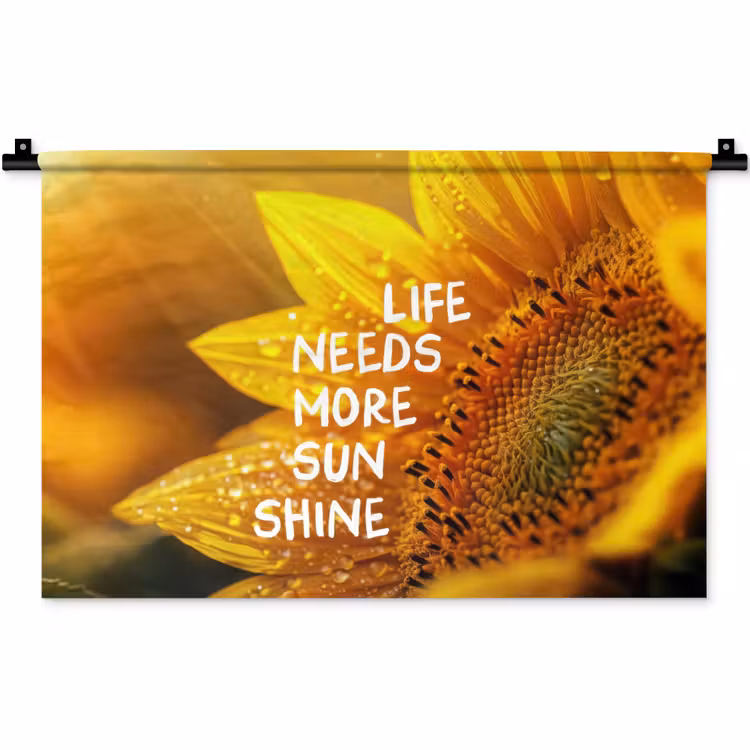 Wandkleed - Zonnebloem - Close up - Geel - Quote — 1