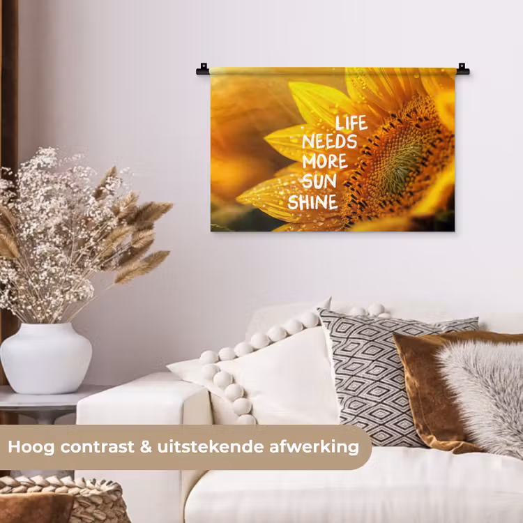Wandkleed - Zonnebloem - Close up - Geel - Quote — 4