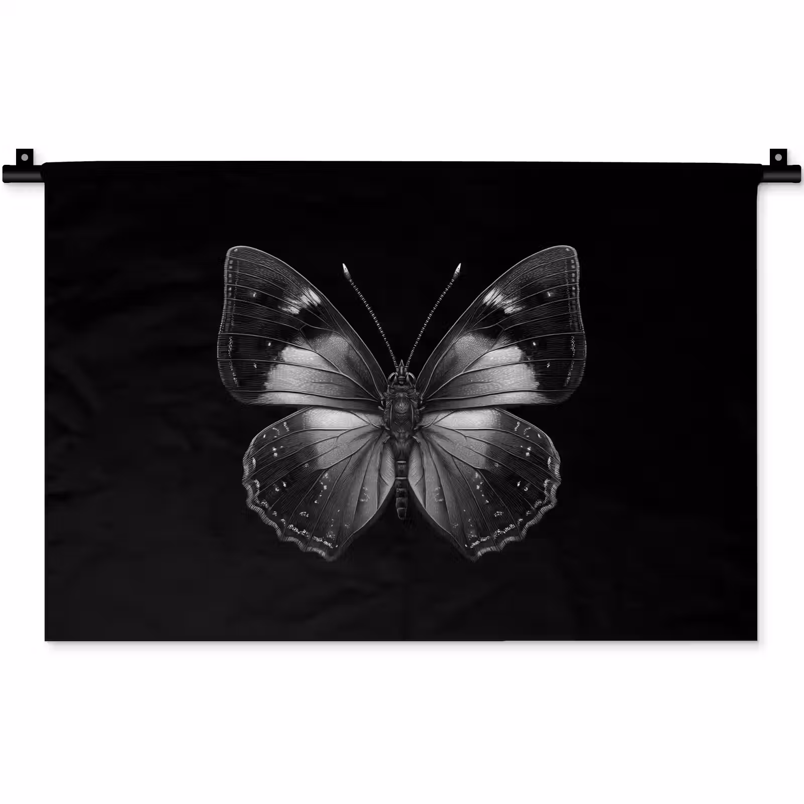 Wandkleed - Vlinder - Grijs - Mysterieus — 1