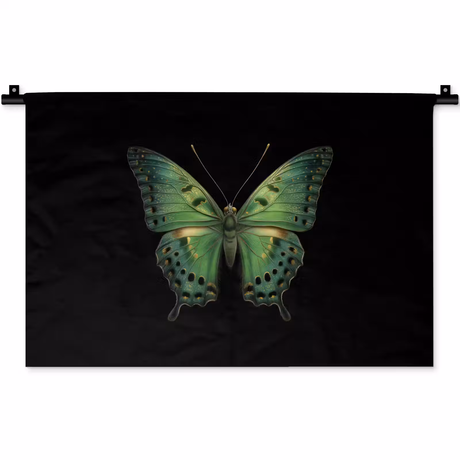 Wandkleed - Vlinder - Groen - Diepte — 1
