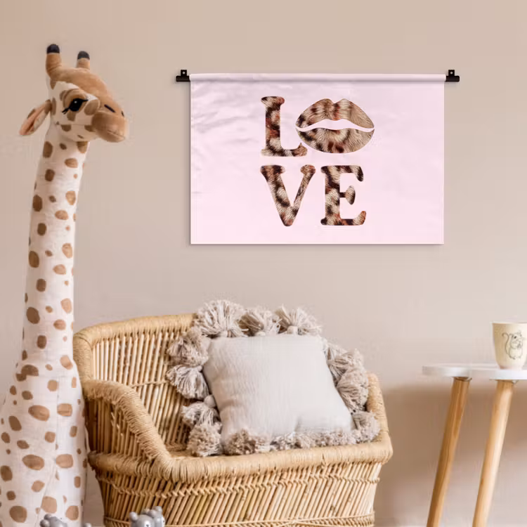 Wandkleed - Tekst - Love - Pantervacht - Lichtroze — 5