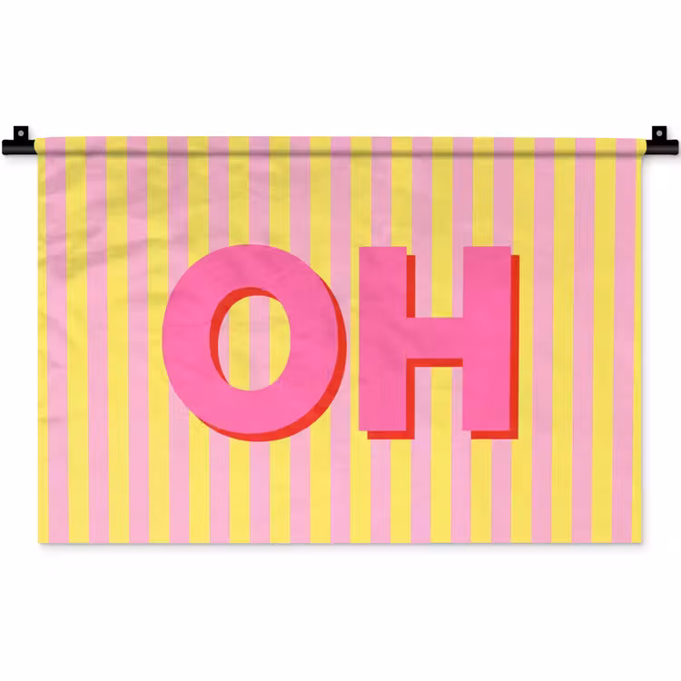 Wandkleed - Tekst - Strepen - Roze — 1
