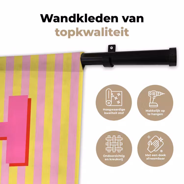 Wandkleed - Tekst - Strepen - Roze — 3