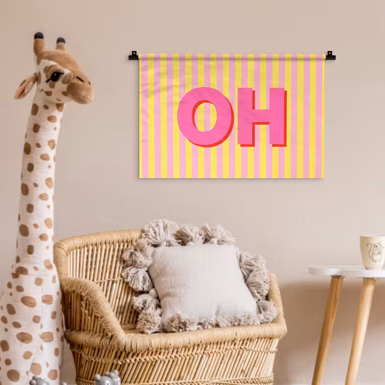Wandkleed - Tekst - Strepen - Roze — 5