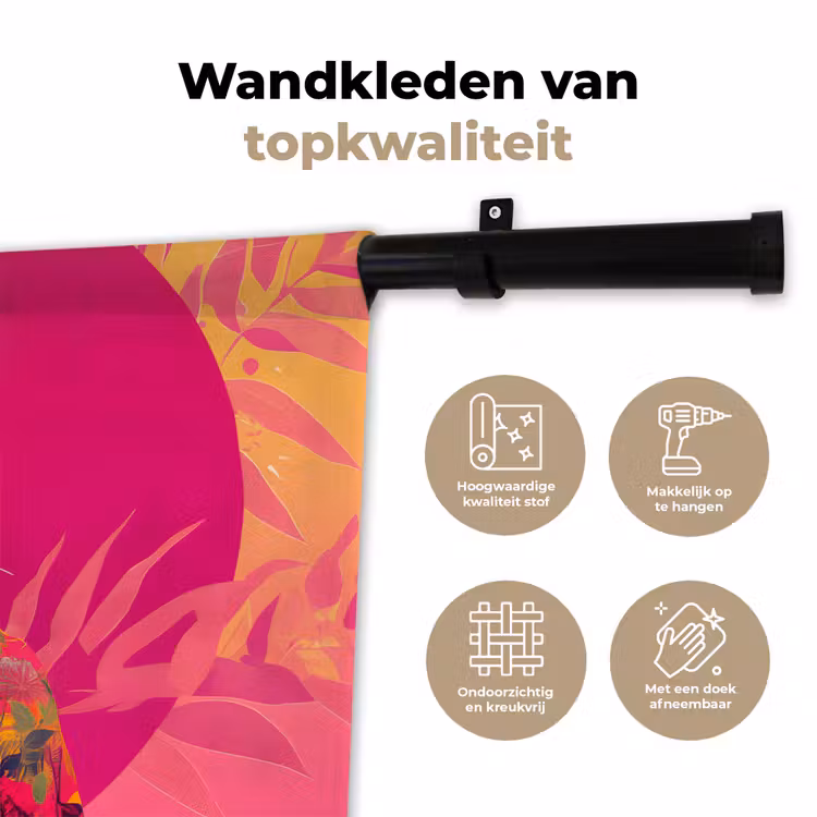 Wandkleed - Tijger - Kimono - Planten - Roze — 3