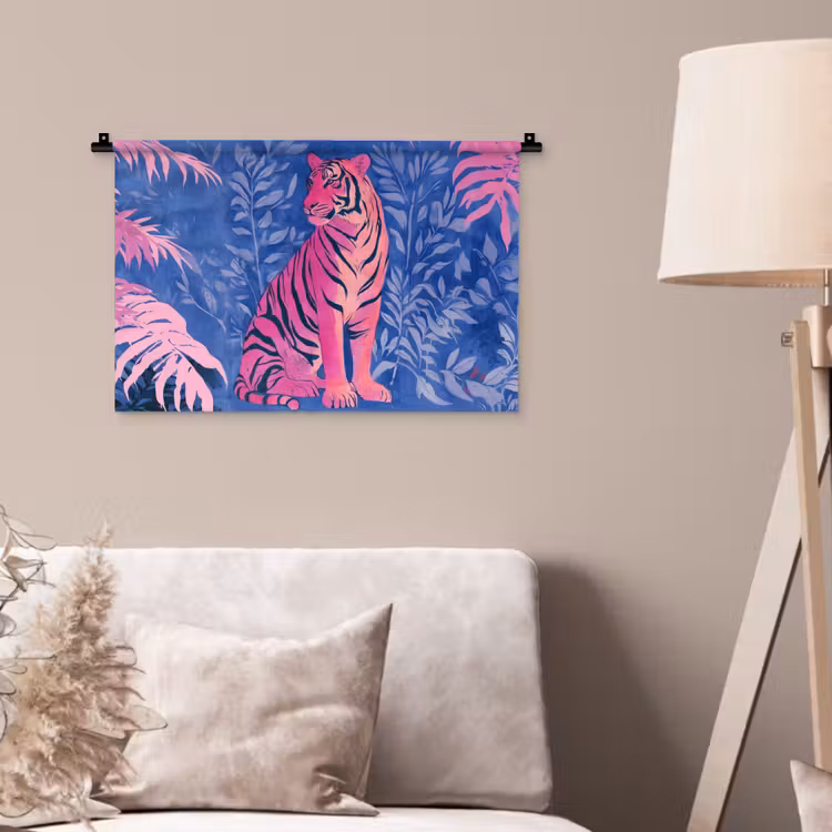 Wandkleed - Tijger - Roze - Bladeren - Jungle — 2