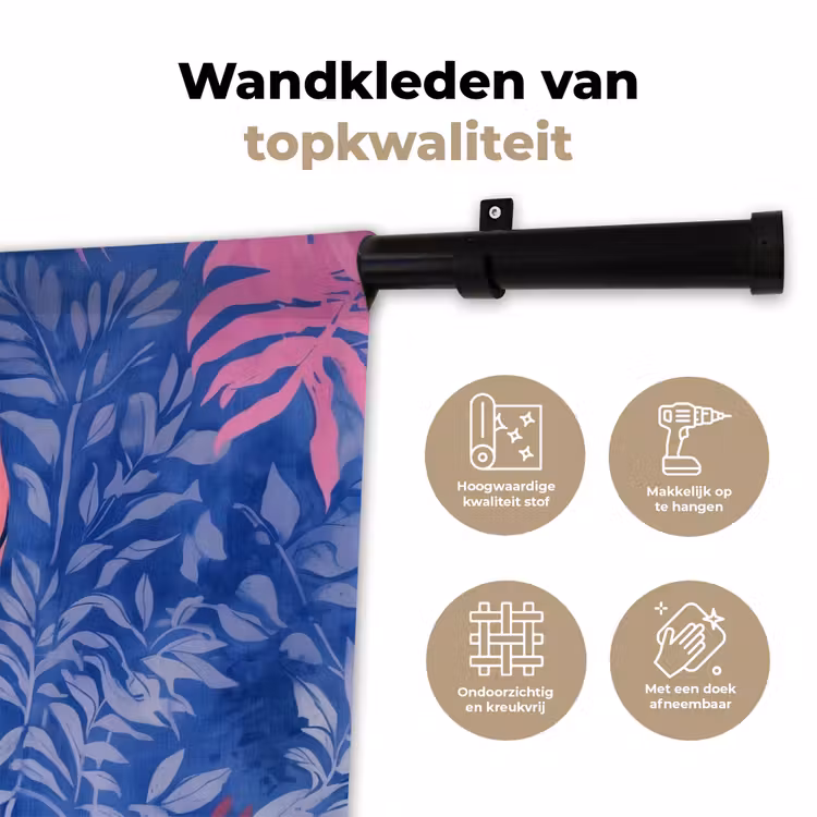 Wandkleed - Tijger - Roze - Bladeren - Jungle — 3