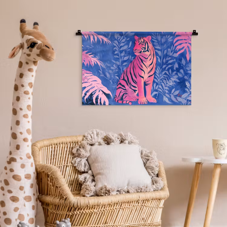 Wandkleed - Tijger - Roze - Bladeren - Jungle — 5
