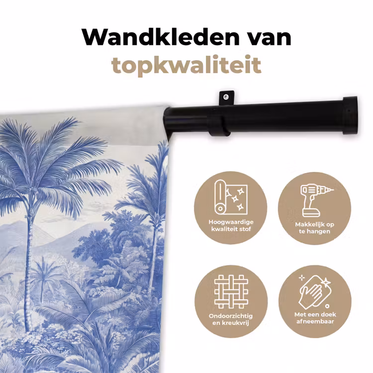 Wandkleed - Tropisch - Jungle - Blauw — 3