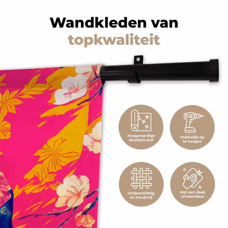 Wandkleed - Varken - Bloemkroon - Kimono - Abstract — 3