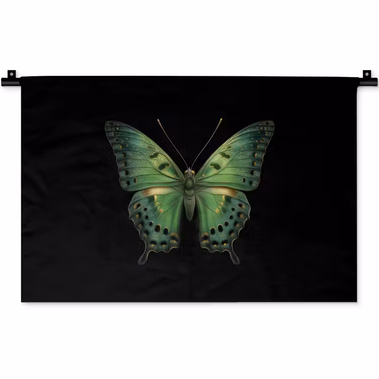 Wandkleed - Vlinder - Groen - Diepte — 1