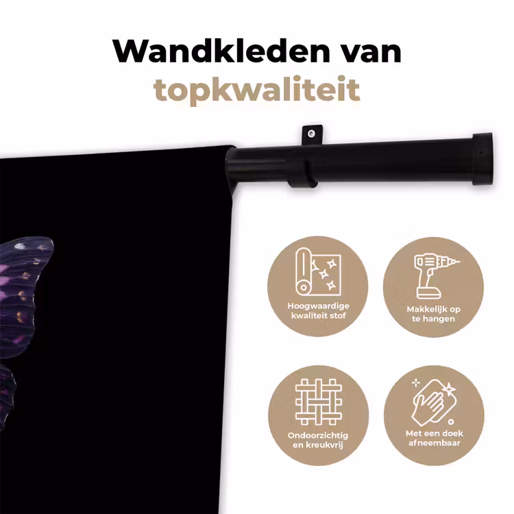 Wandkleed - Vlinder - Paars - Levendig — 3