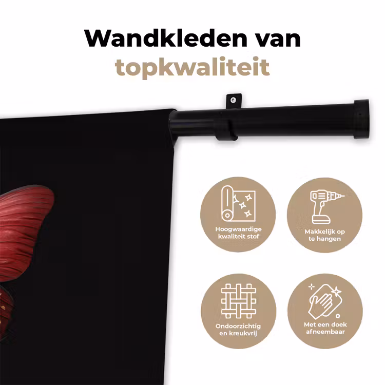 Wandkleed - Vlinder - Rood - Minimalistisch — 3