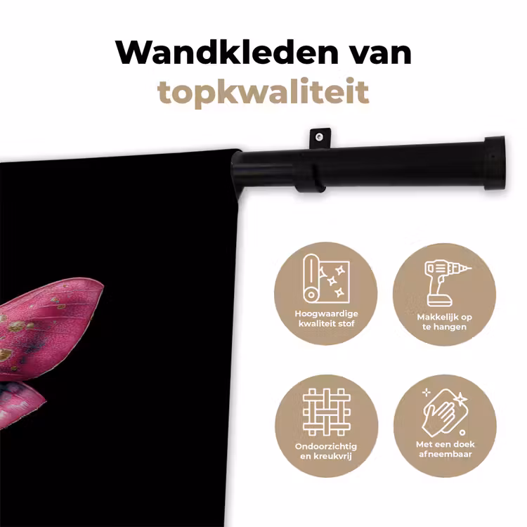 Wandkleed - Vlinder - Roze - Nachtvlinder — 3