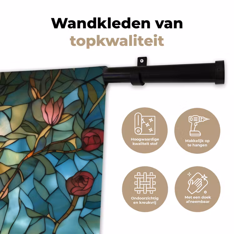 Wandkleed - Vogel - Tak - Rozen - Mozaïek — 3