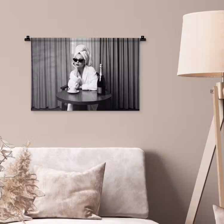 Wandkleed - Vrouw - Bubbels - Zwart - Wit — 2