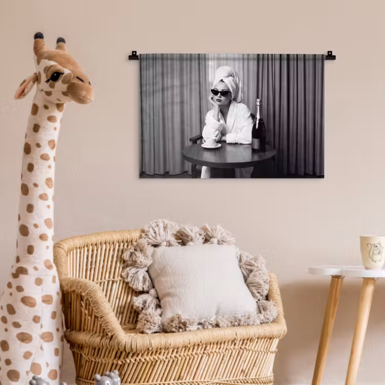 Wandkleed - Vrouw - Bubbels - Zwart - Wit — 5
