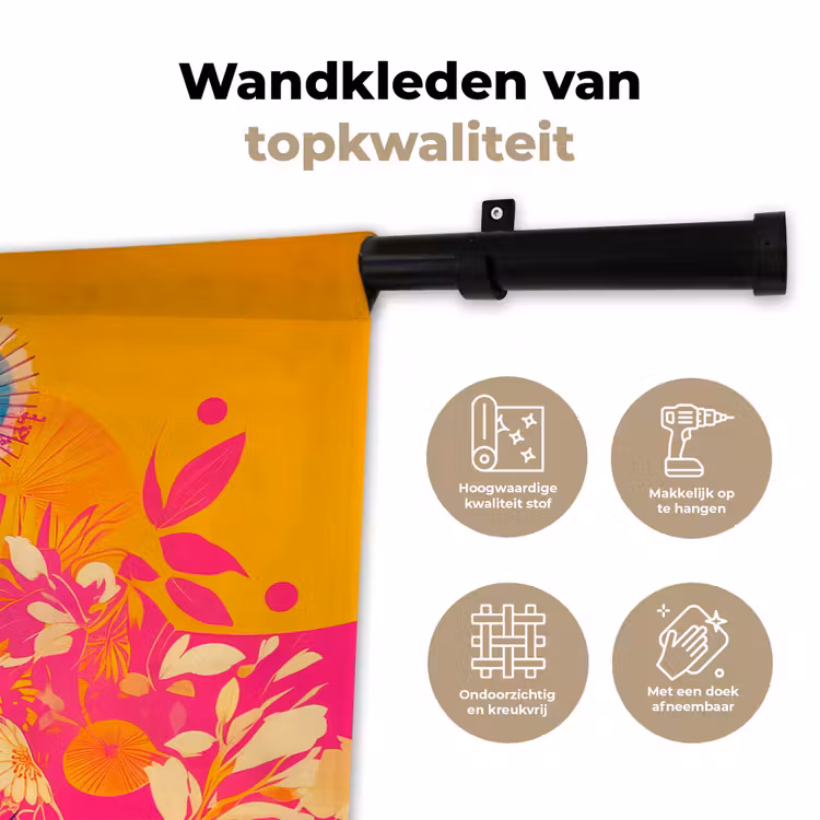 Wandkleed - Vrouw - Zonnebril - Abstract - Oranje — 3