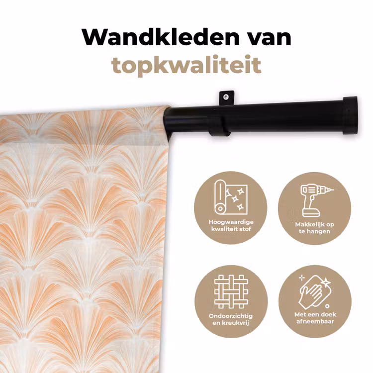 Wandkleed - Waaier - Patroon - Perzik — 3