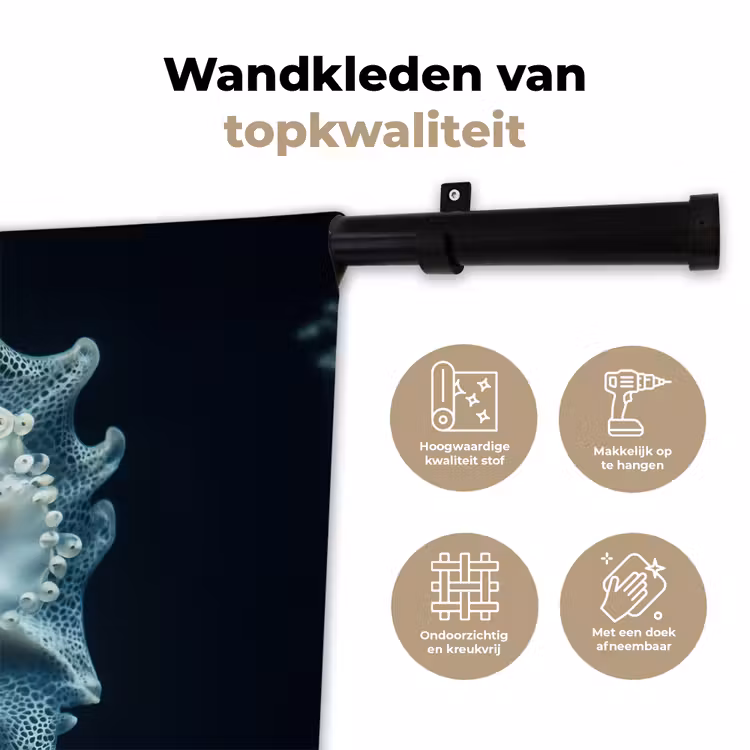 Wandkleed - Zeewezen - Wit - Golven - Water — 3