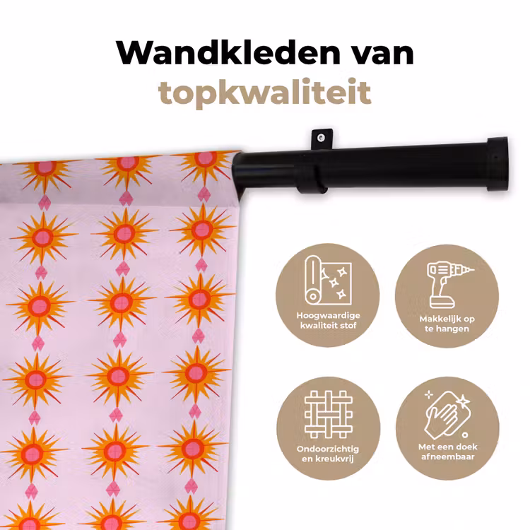 Wandkleed - Zon - Motief - Roze — 3