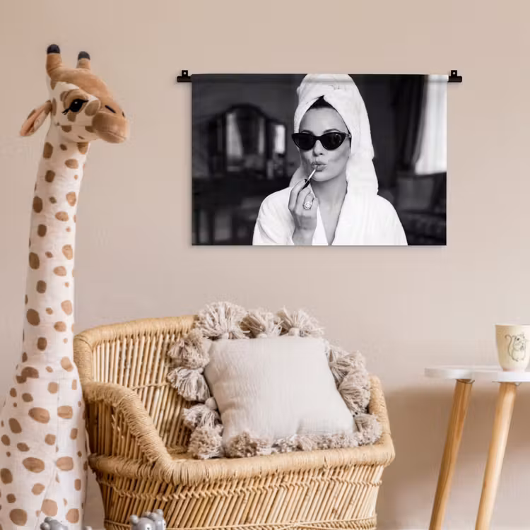 Wandkleed - Zonnebril - Vrouw - Zwart - Wit — 5