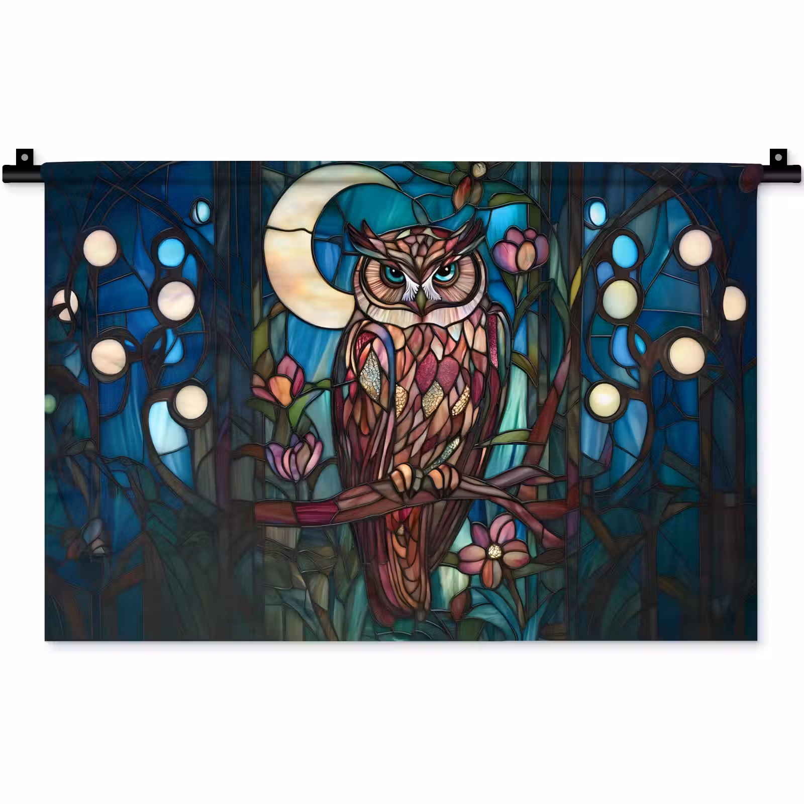 Wandkleed - Uil - Mozaïek - Maan - Nacht — 1
