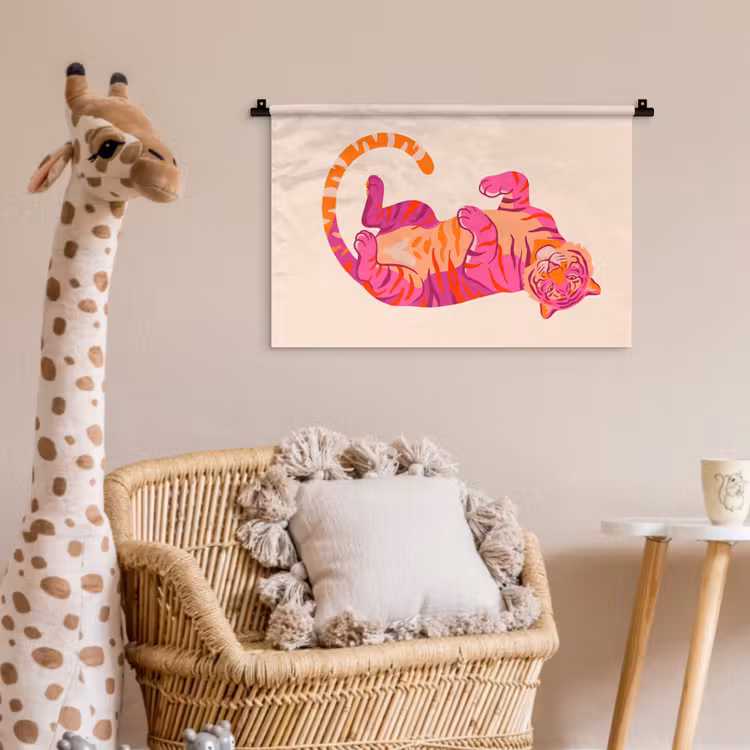 Wandkleed - Tijger - Roze - Oranje — 5
