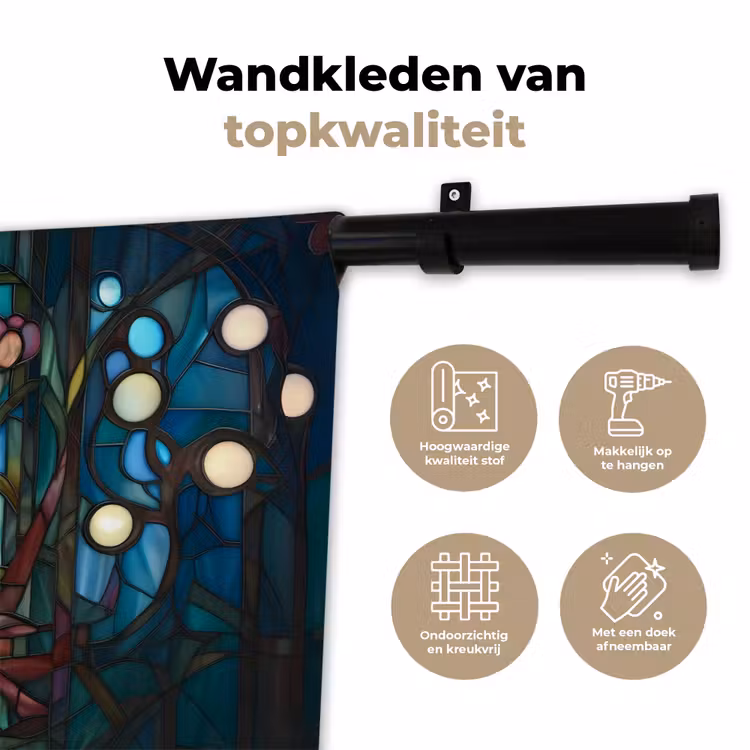 Wandkleed - Uil - Mozaïek - Maan - Nacht — 3