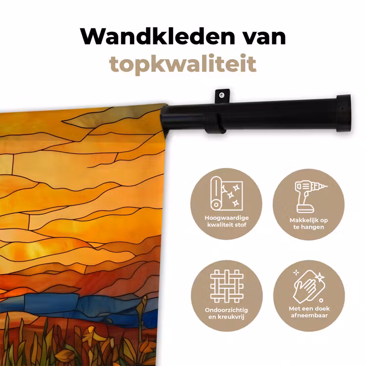 Wandkleed - Zonnebloem - Mozaïek - Zonsondergang - Geel — 3