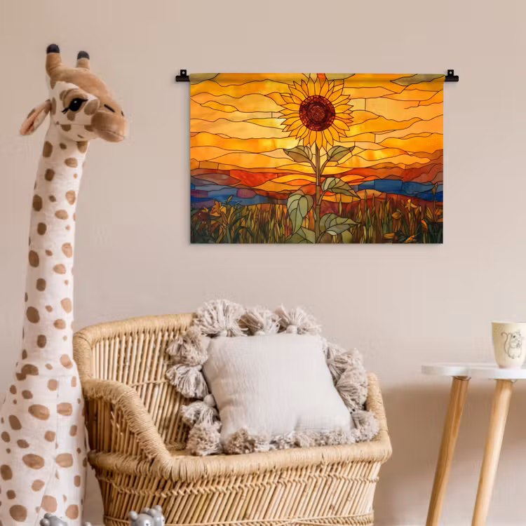 Wandkleed - Zonnebloem - Mozaïek - Zonsondergang - Geel — 5