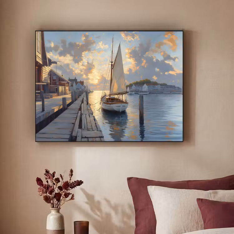 Art Frame - Zeilboot - Zon - Pier - Hout — 2