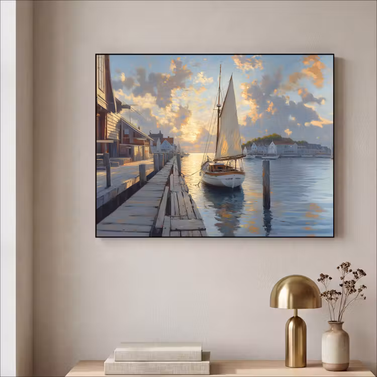 Art Frame - Zeilboot - Zon - Pier - Hout — 3