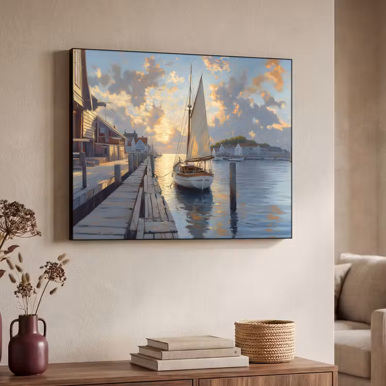Art Frame - Zeilboot - Zon - Pier - Hout — 4