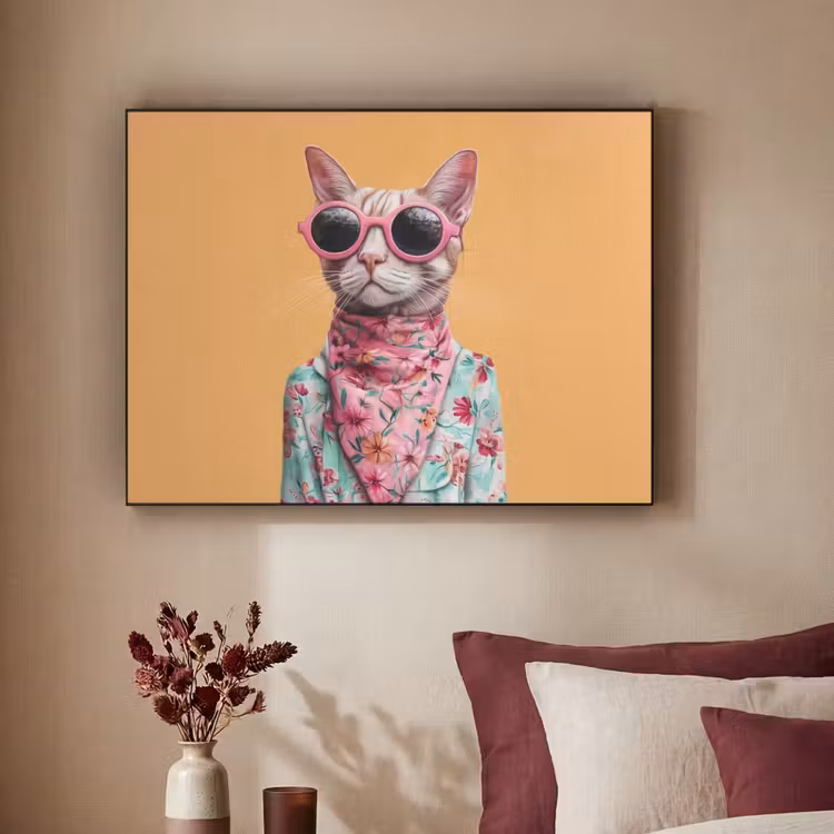 Art Frame - Zonnebril - Kat - Sjaal - Bloemen — 2