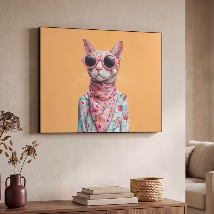 Art Frame - Zonnebril - Kat - Sjaal - Bloemen — 4