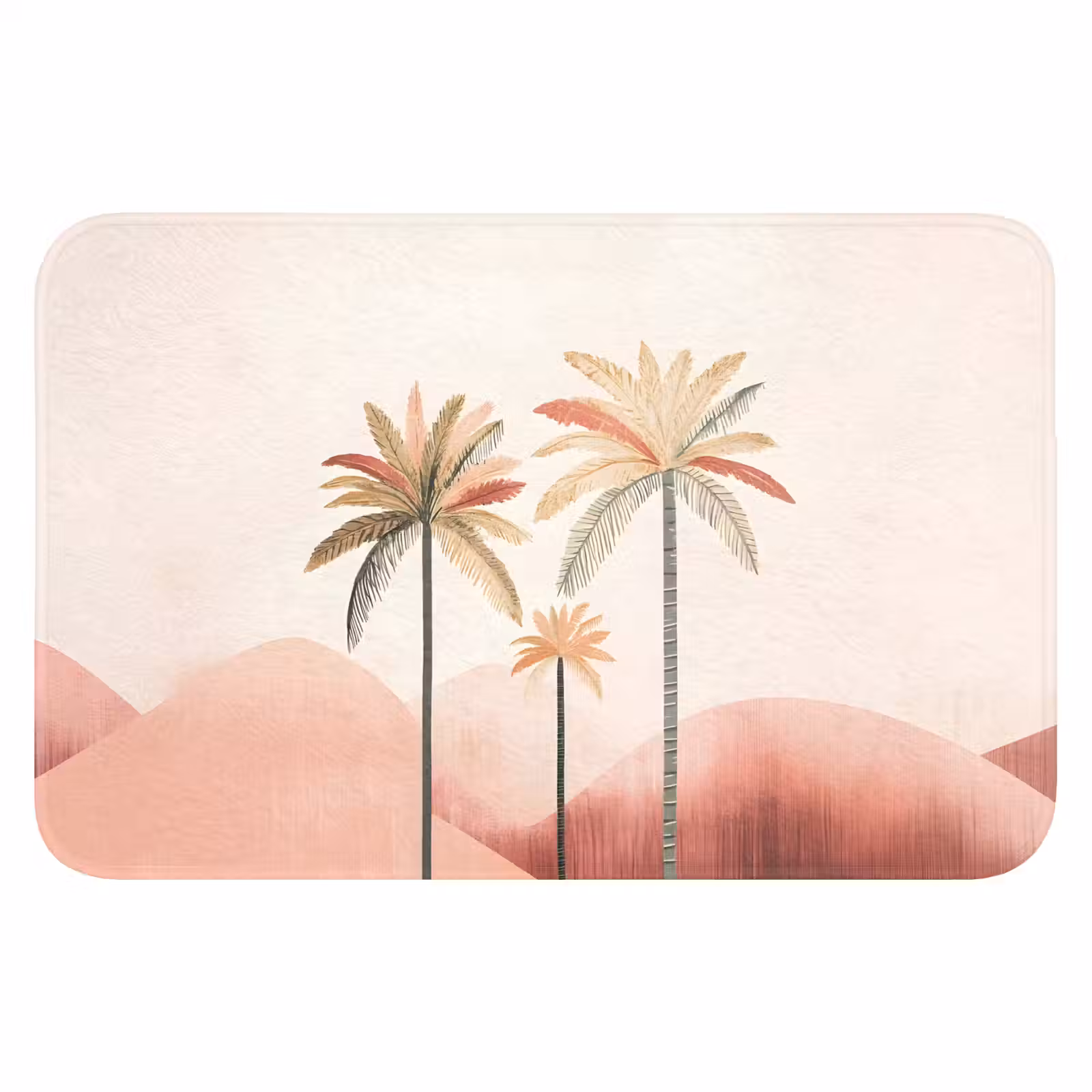 WC Mat - Palmbomen - Heuvels - Minimalistisch - Zachtroze — 1