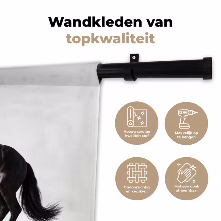 Wandkleed - Zwart - Paard - Portret — 3