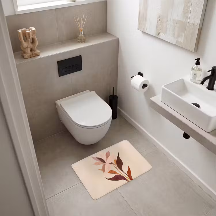 WC Mat - Bloemen - Blaadjes - Minimalistisch - Roze — 6