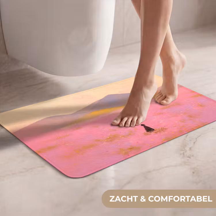 WC Mat - Bloemenweide - Heuvels - Silhouet - Roze — 7