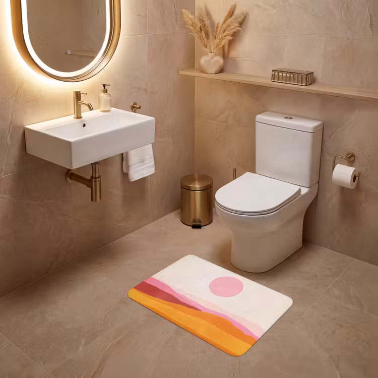 WC Mat - Heuvels - Oranje - Zon - Abstract — 4