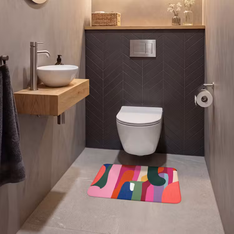 WC Mat - Kleurvakken - Recht - Rond - Abstract — 2