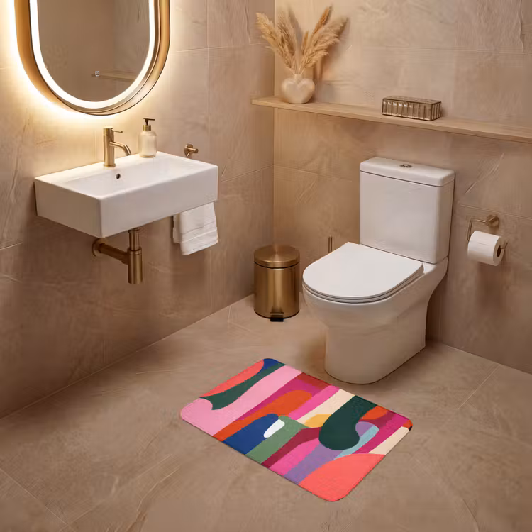 WC Mat - Kleurvakken - Recht - Rond - Abstract — 4