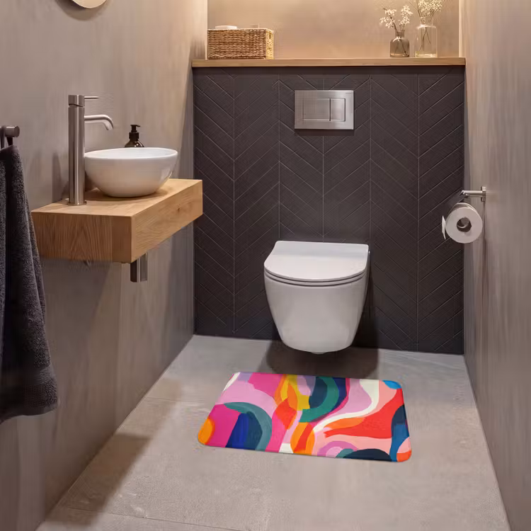 WC Mat - Vormen - Golvend - Abstract - Felroze — 2
