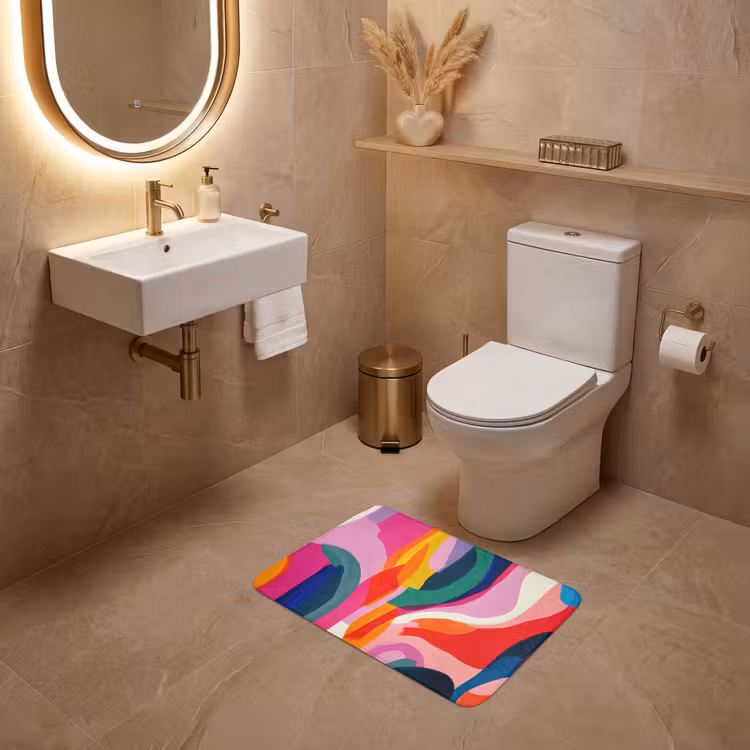 WC Mat - Vormen - Golvend - Abstract - Felroze — 4