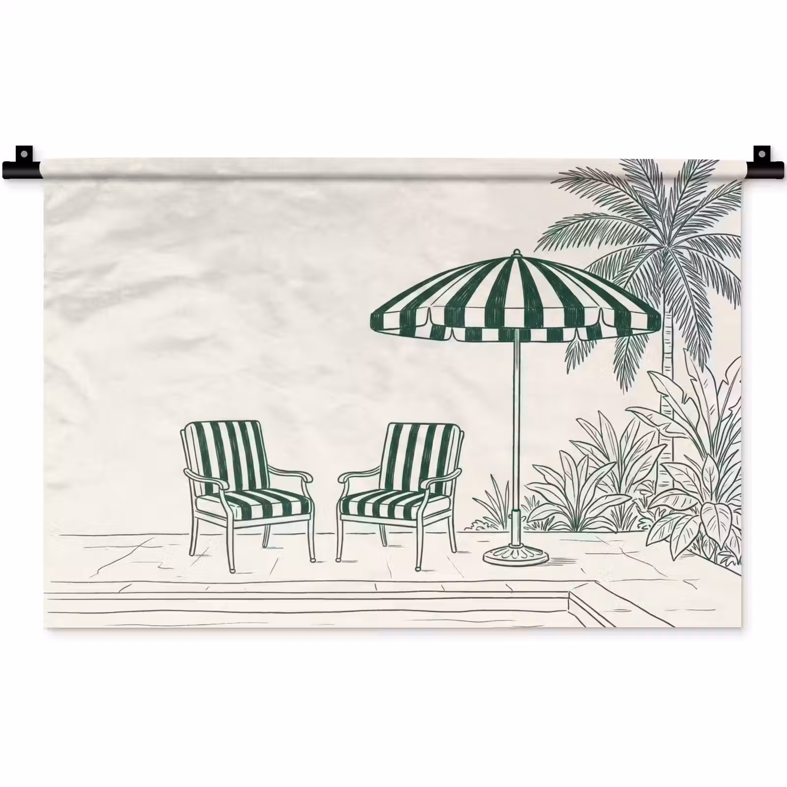 Wandkleed - Terras - Illustratie - Groen — 1