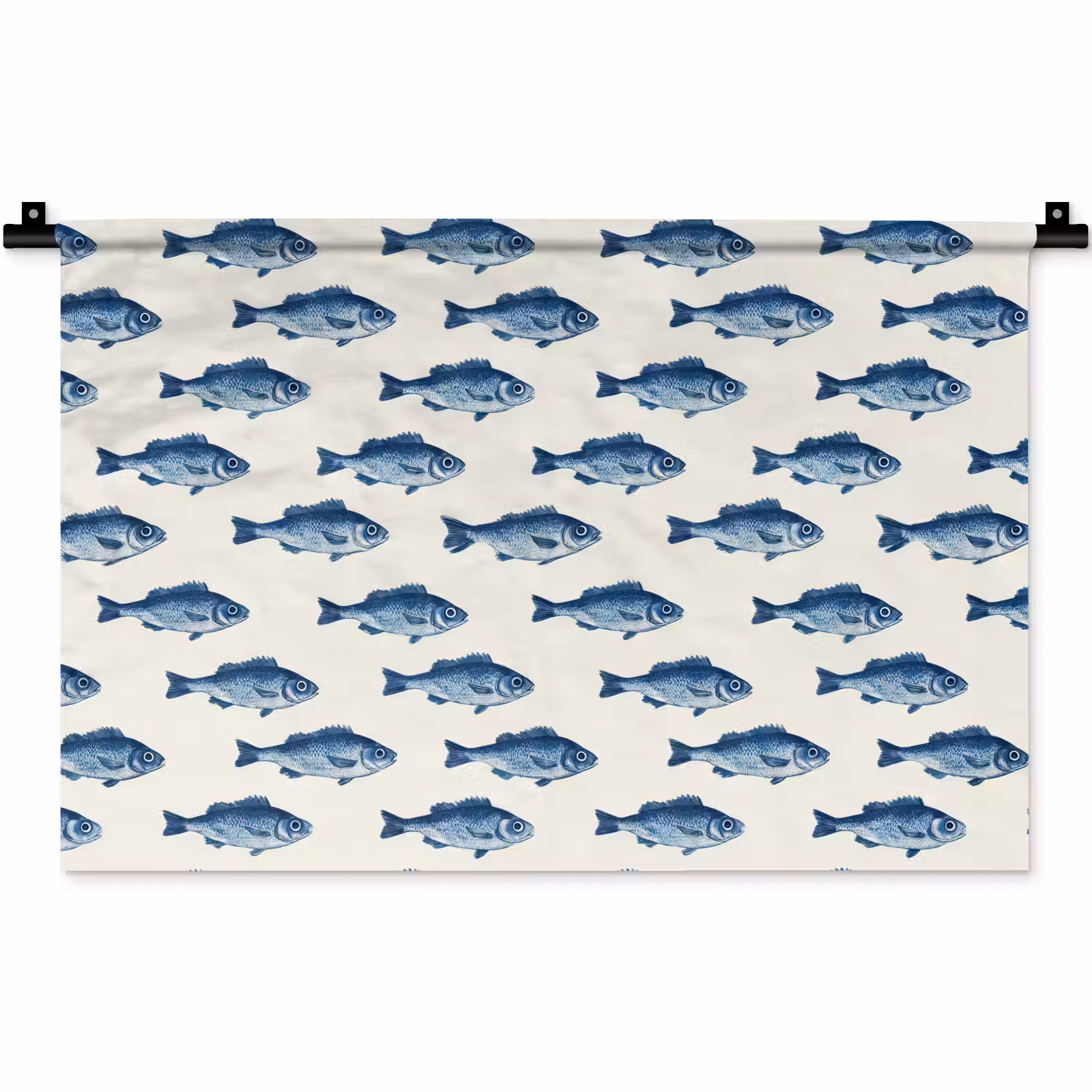 Wandkleed - Vis - Patroon - Blauw — 1