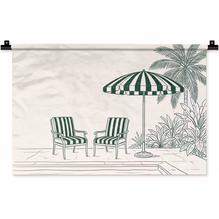 Wandkleed - Terras - Illustratie - Groen — 1