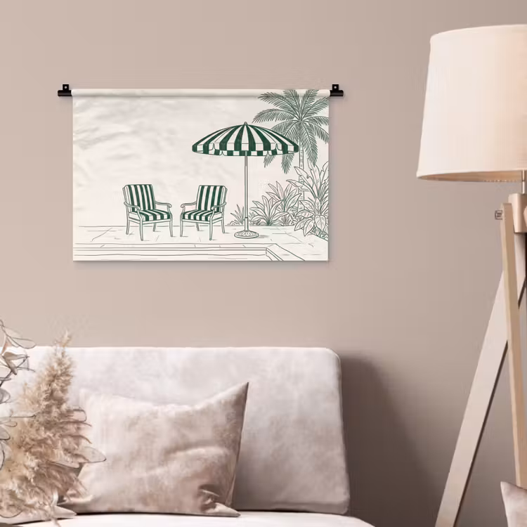 Wandkleed - Terras - Illustratie - Groen — 2