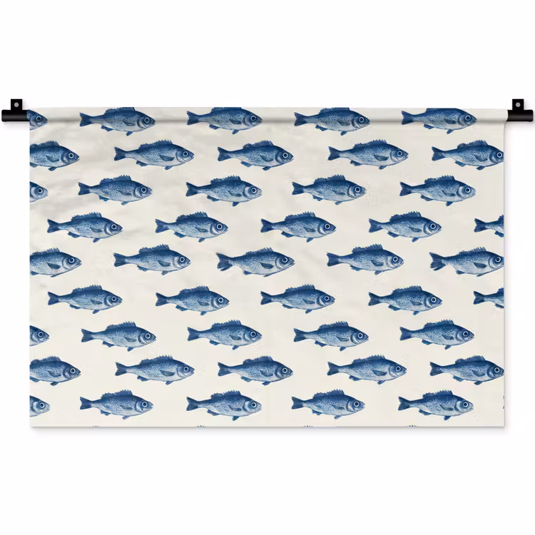 Wandkleed - Vis - Patroon - Blauw — 1